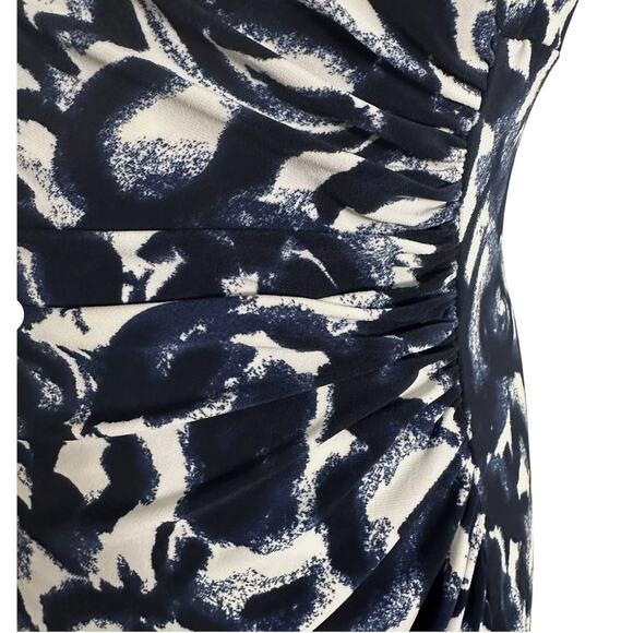 Lauren Ralph Lauren 10P Faux Wrap. Navy White Office Career Sexy Ruched Dress - Picture 6 of 10